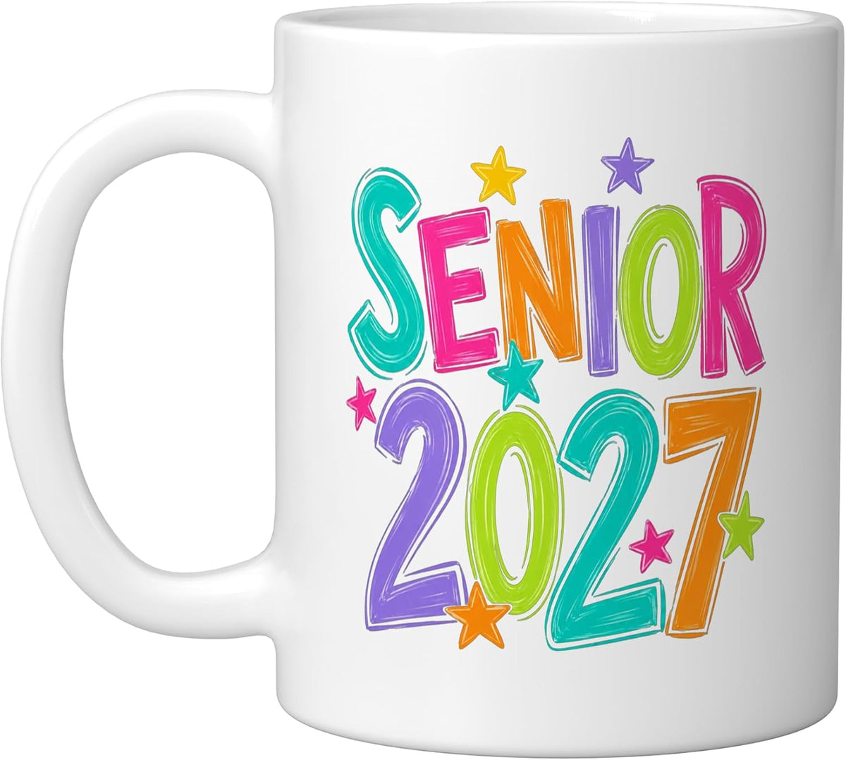 Senior Class Of 2027 Fun Preppy Stars High School Graduate Ceramic Mug