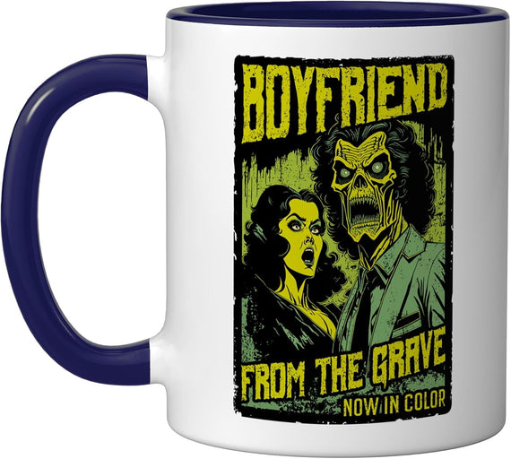 Retro Horror Movie Poster Funny Zombie Boyfriend Halloween Ceramic Mug