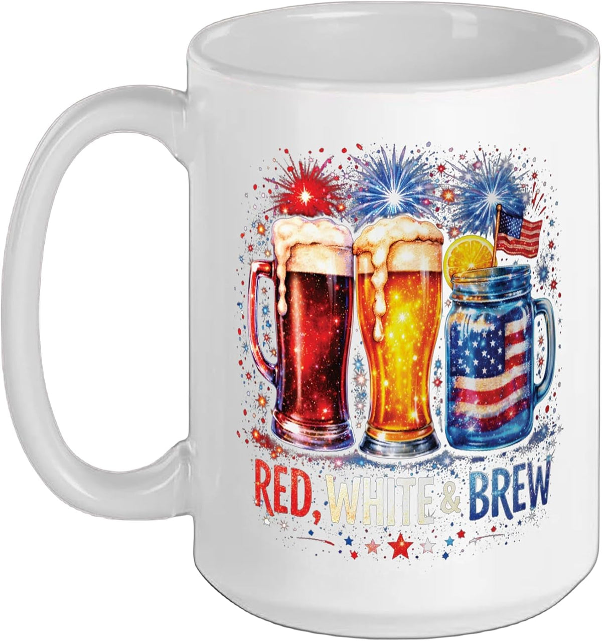 Beer Red White Brew 4th Of July Usa Men Womens Ceramic Mug