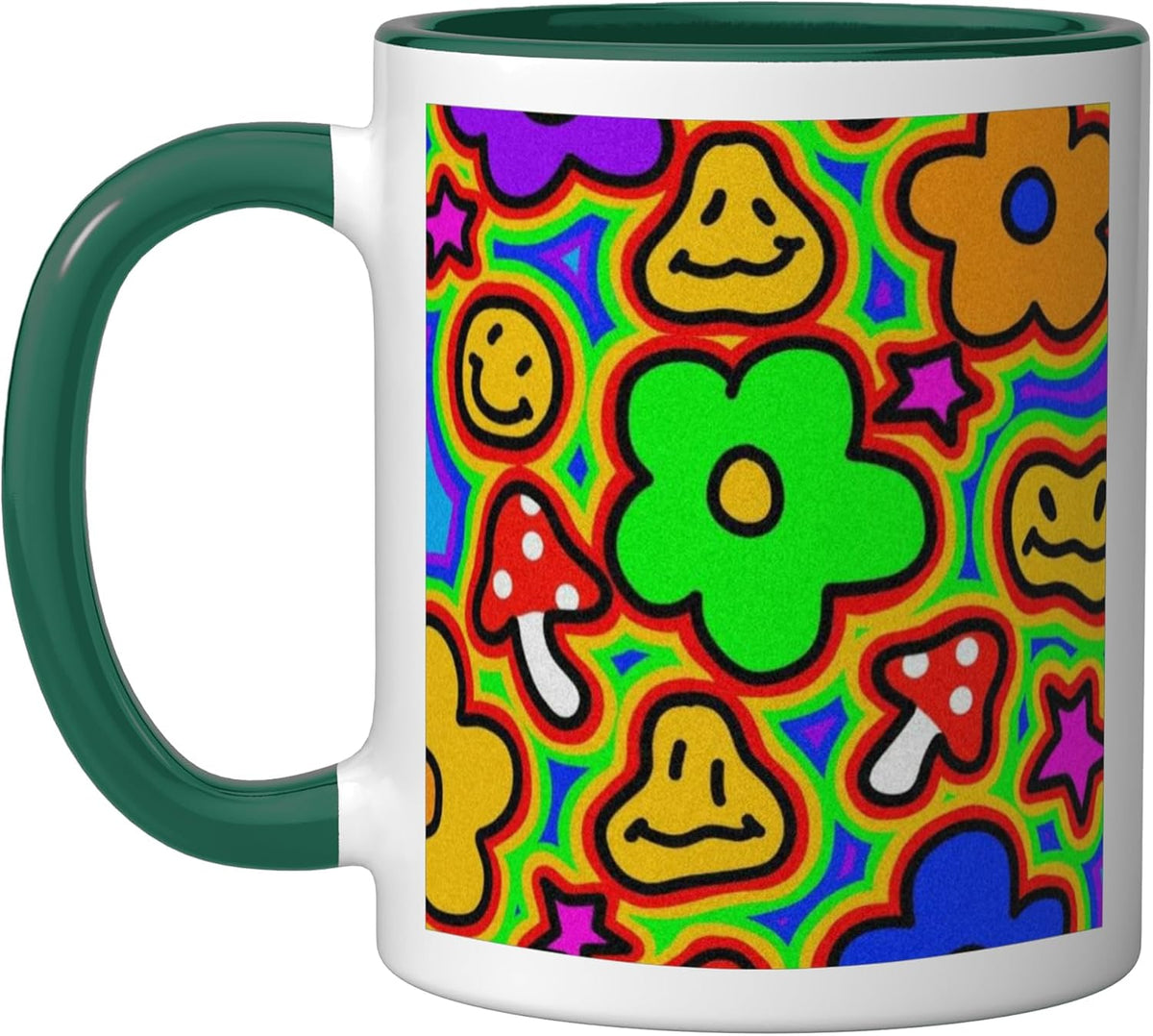 Retro Trippy Hippie Y2k Mushroom Indie Aesthetic Kidcore Ceramic Mug