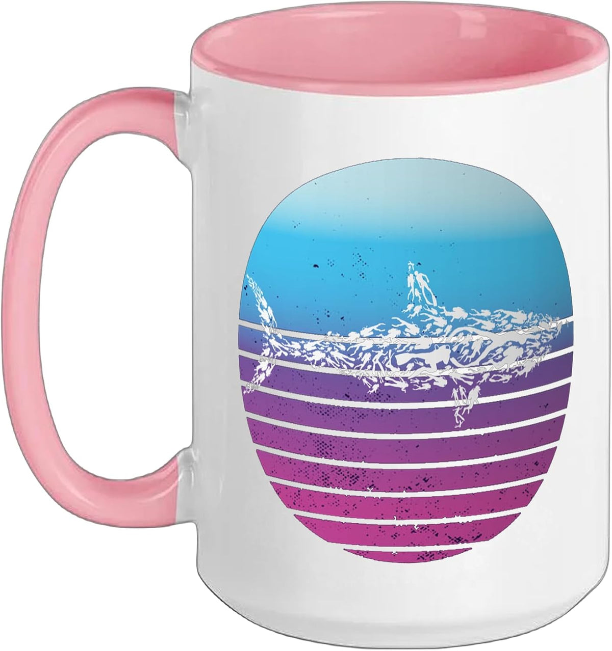 Shark Silhouette Retro Sunset Ocean Ceramic Mug