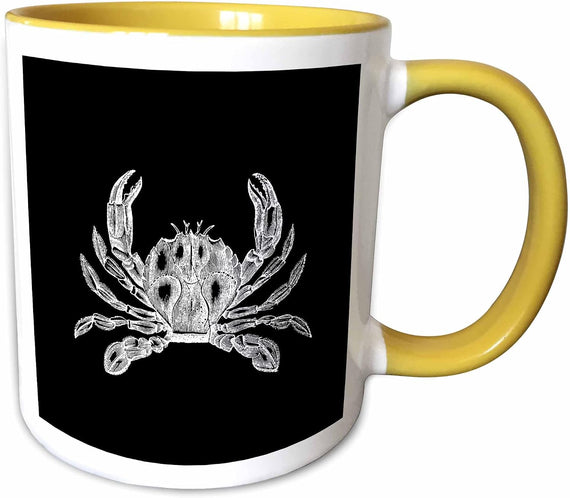 Crab X-Ray-Like Scientific Drawing. B&W Ceramic Mug