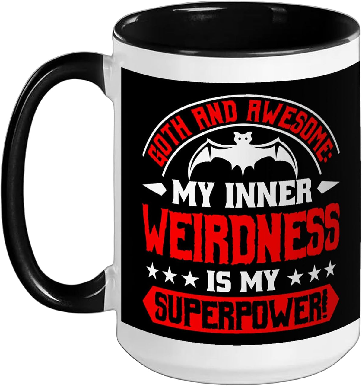 Goth And Awesome My Inner Weirdness Superpower Bat Ceramic Mug