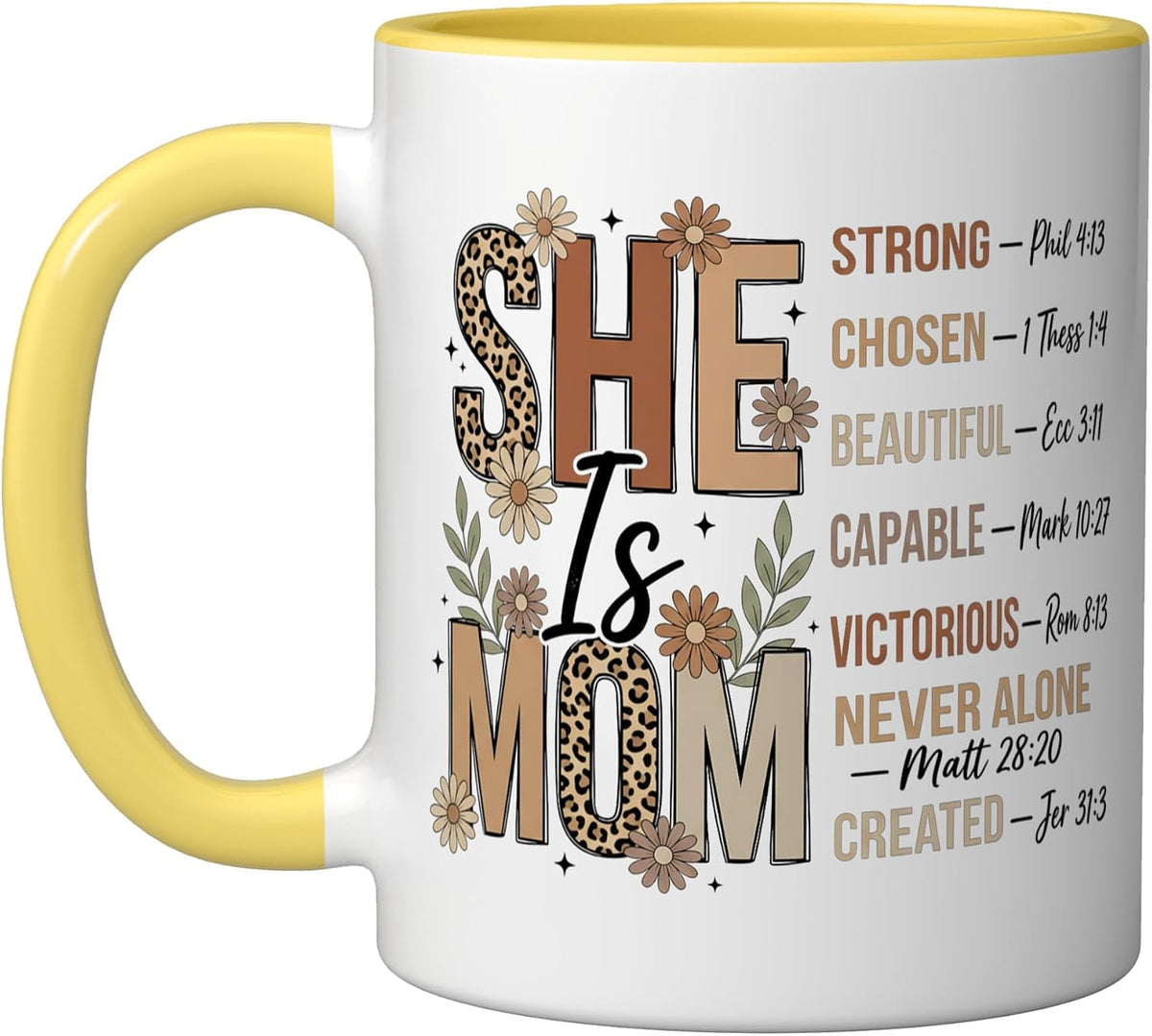 She Is Mom Bible Verse Affirmations Ceramic Mug