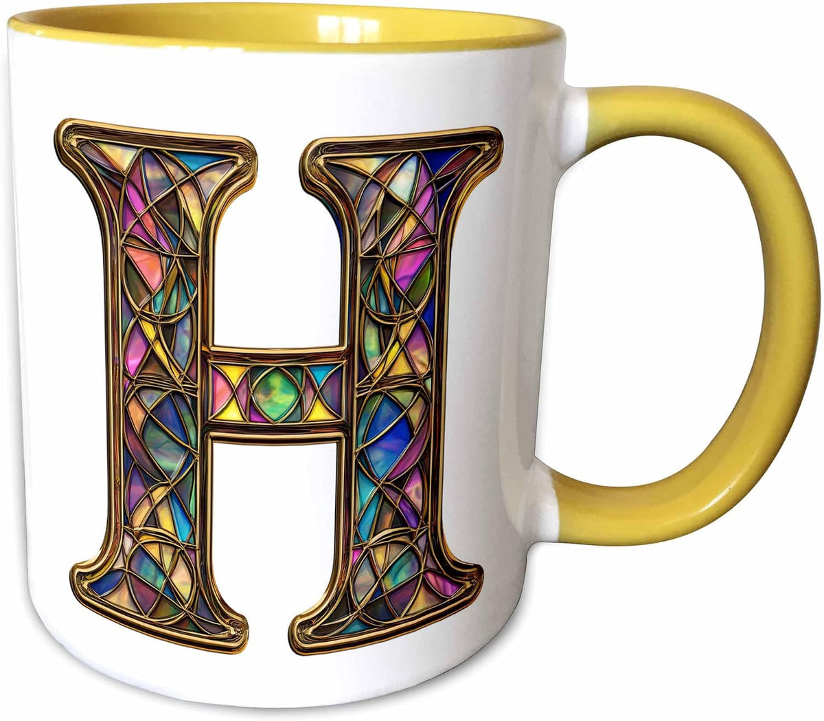 Pretty Image Of Stained Glass Letter H Ceramic Mug