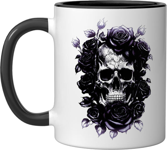 Skeleton Metalhead Skulls And Roses Metal Rock Sultry Ceramic Mug