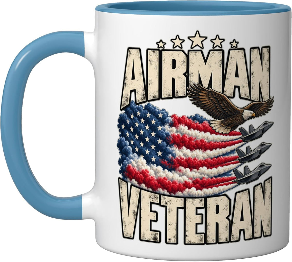 Veteran Eagle Flag Jets Flyover Patriotic Veterans Day Ceramic Mug