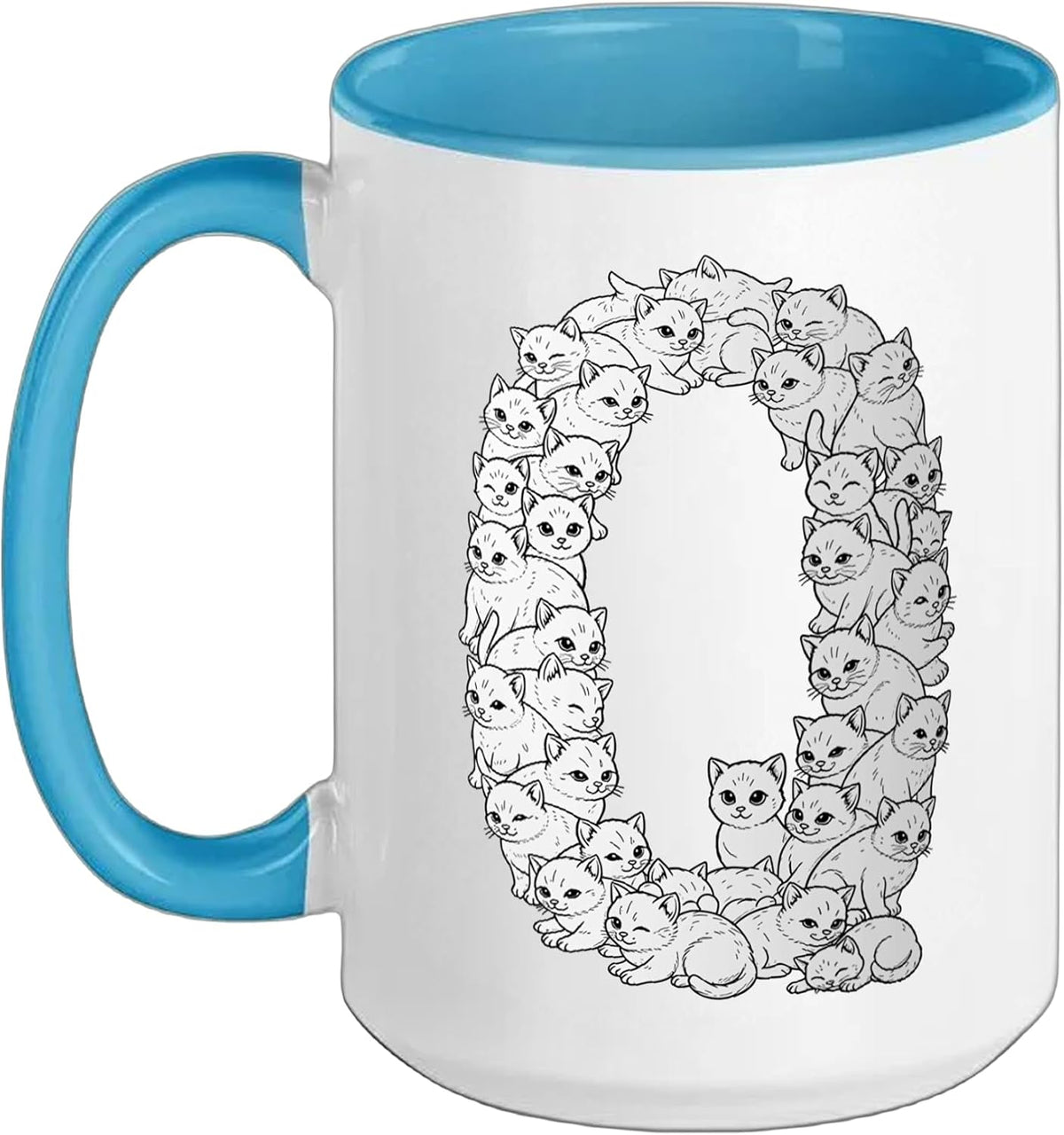 Initial Q Capital Letter Funny Cat Lover Feline Kitten Ceramic Mug