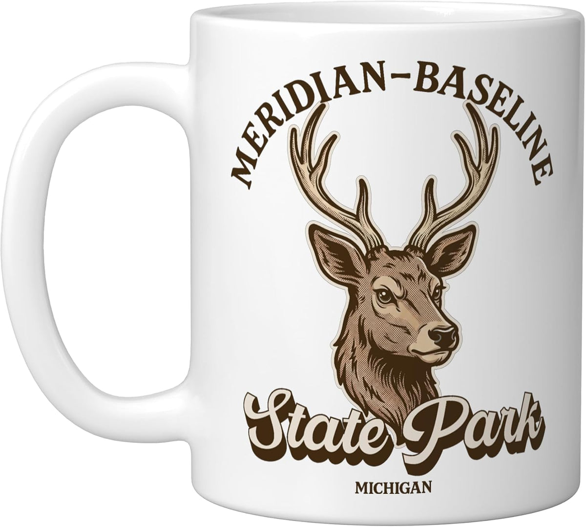 Meridian-Baseline State Park Michigan Outdoors Deer Ceramic Mug