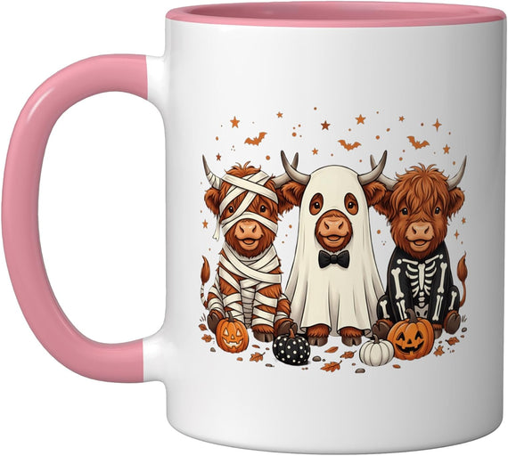 Halloween Highland Cow Pumpkin Spooky Season Costume Ceramic Mug