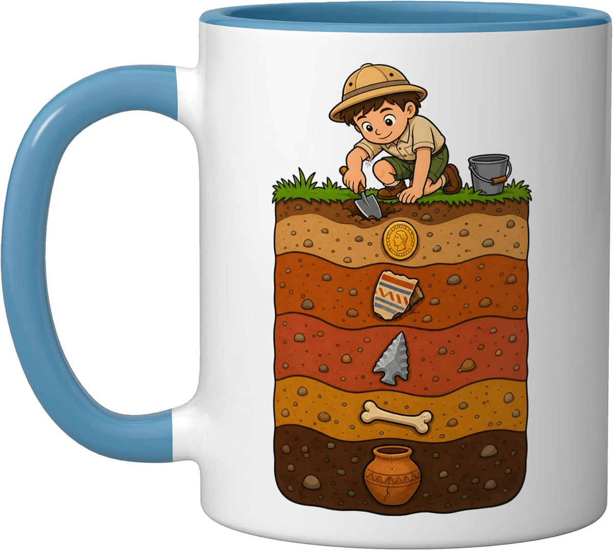 Kids Archaeologist Dig Site Soil Layers Treasure Ceramic Mug