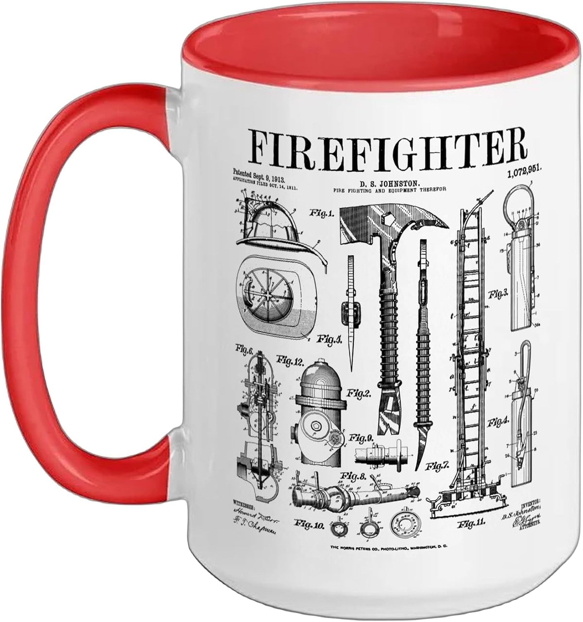 Firefighter Fire Department Fireman Vintage Patent Print Ceramic Mug