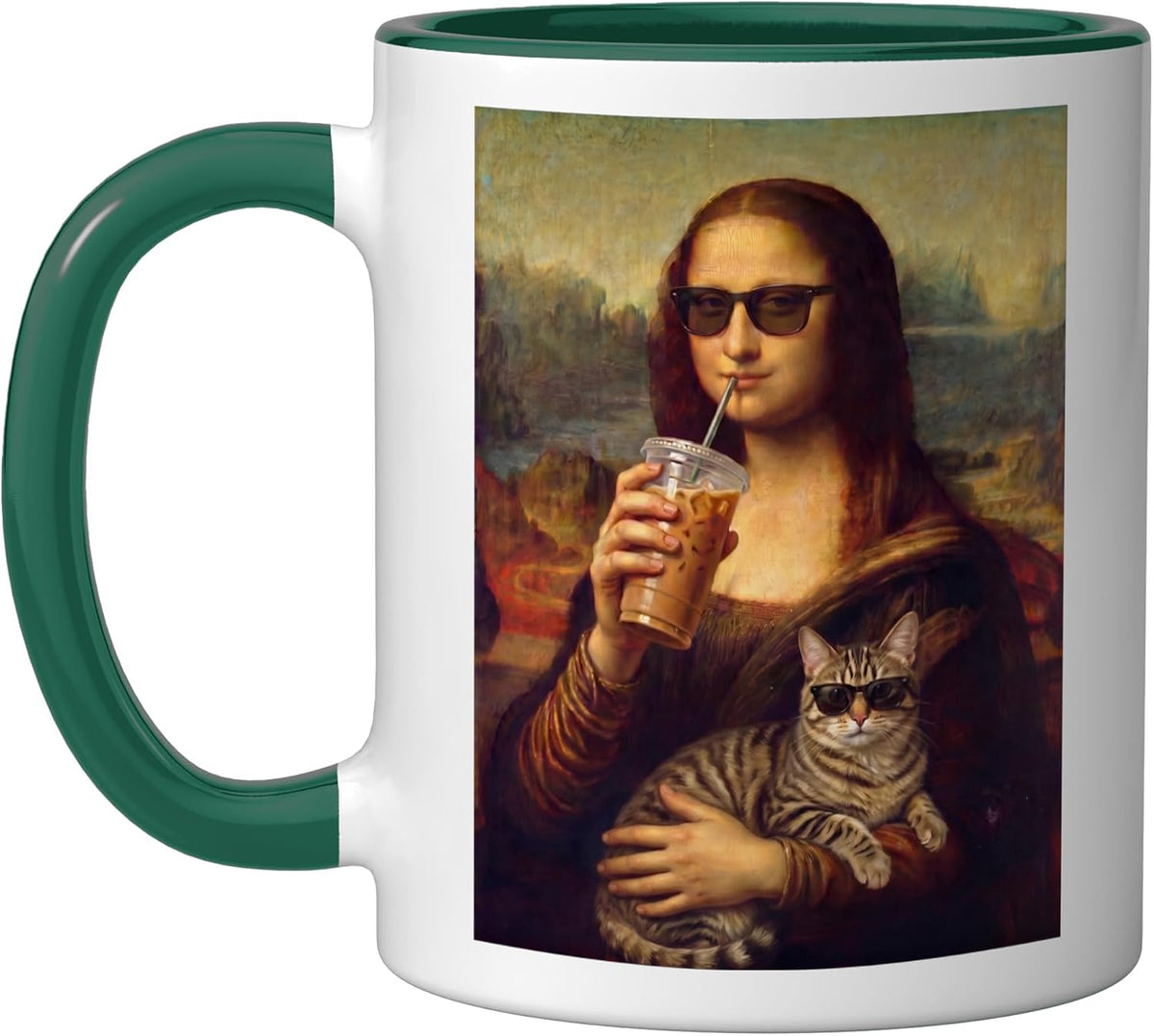 Mona Lisa Art Funny Grey Tabby Cat Meme Ceramic Mug
