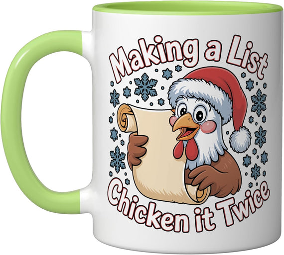 Making a List Chicken It Twice Funny Christmas Farm Ceramic Mug