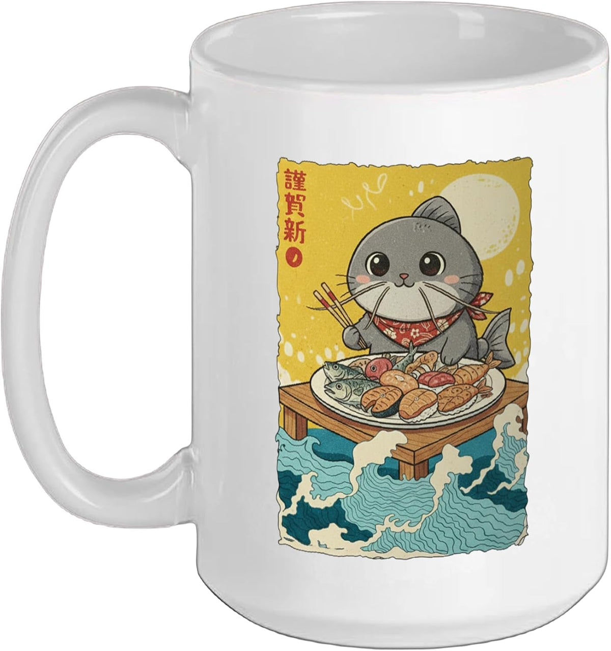 Kawaii Cat Fish Ceramic Mug
