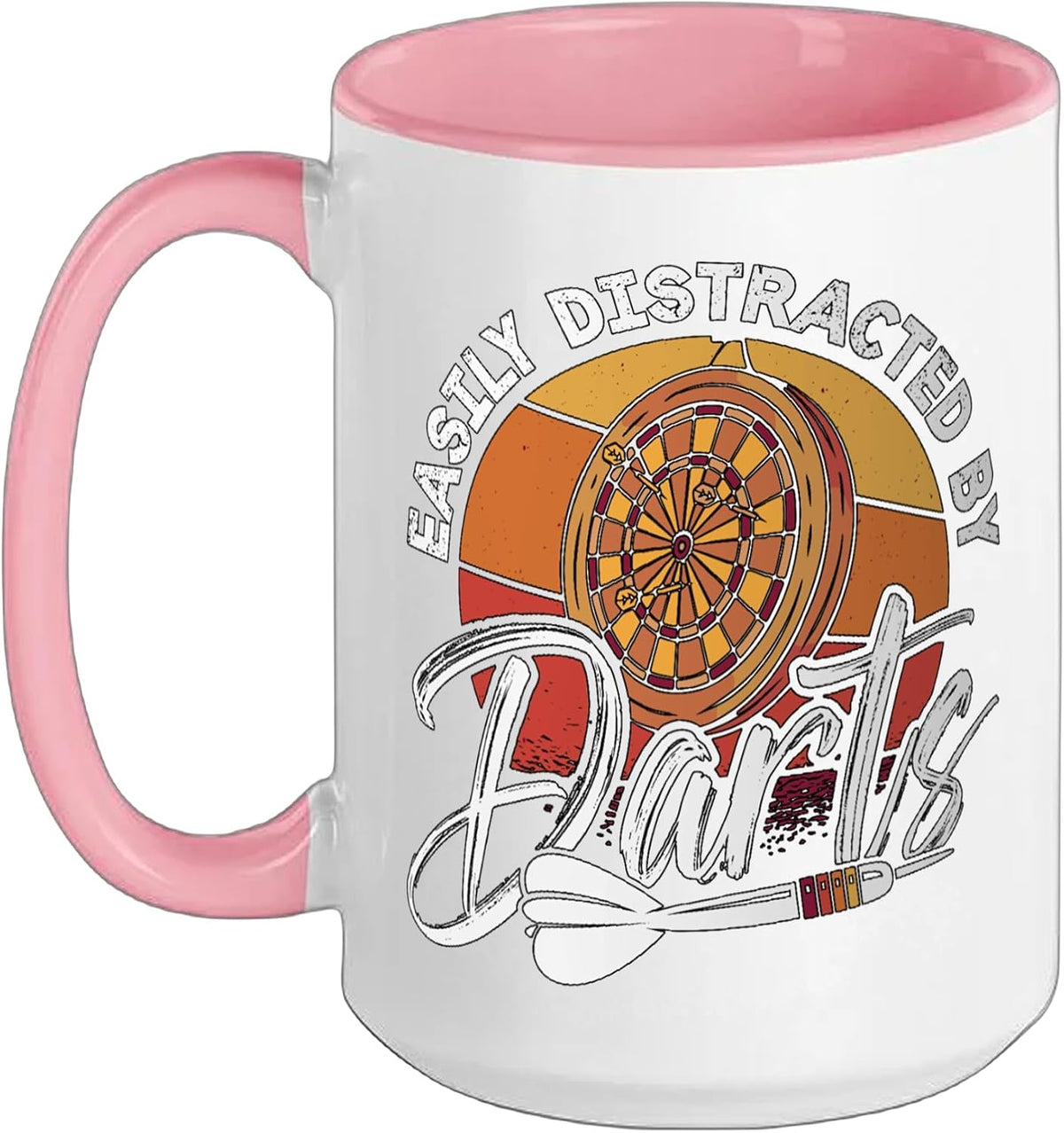 Easily Distracted By Darts Bullseye Dart Tournament Darts Ceramic Mug