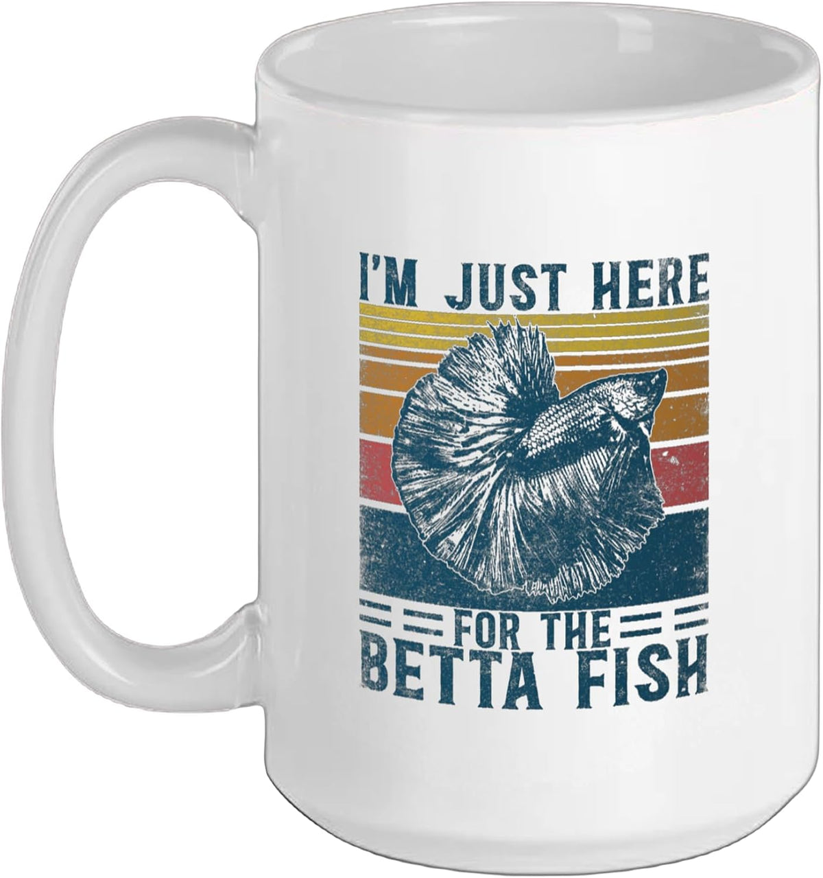 I'm Just Here For The Betta Fish Retro Sunset Ceramic Mug