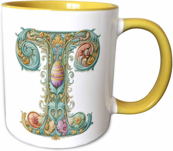 Easter Ornamental Monogram T Ceramic Mug