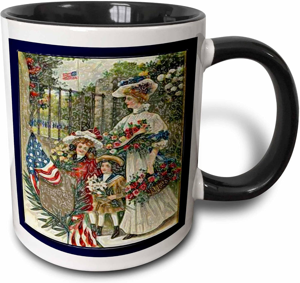 Memorial Day Vintage Family Flowers Illustration Ceramic Mug