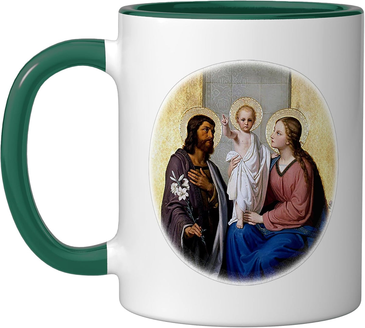 The Holy Family With Jmj Initials Catholic Iconography Ceramic Mug