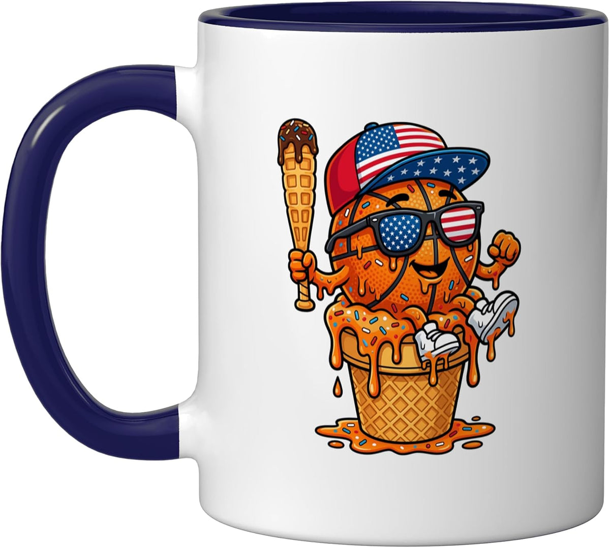 Basketball Drip Ice Cream Basketball Sport Lover Ceramic Mug