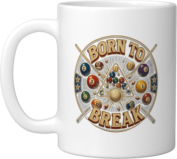 Billiards Born To Break Retro Pool Ceramic Mug