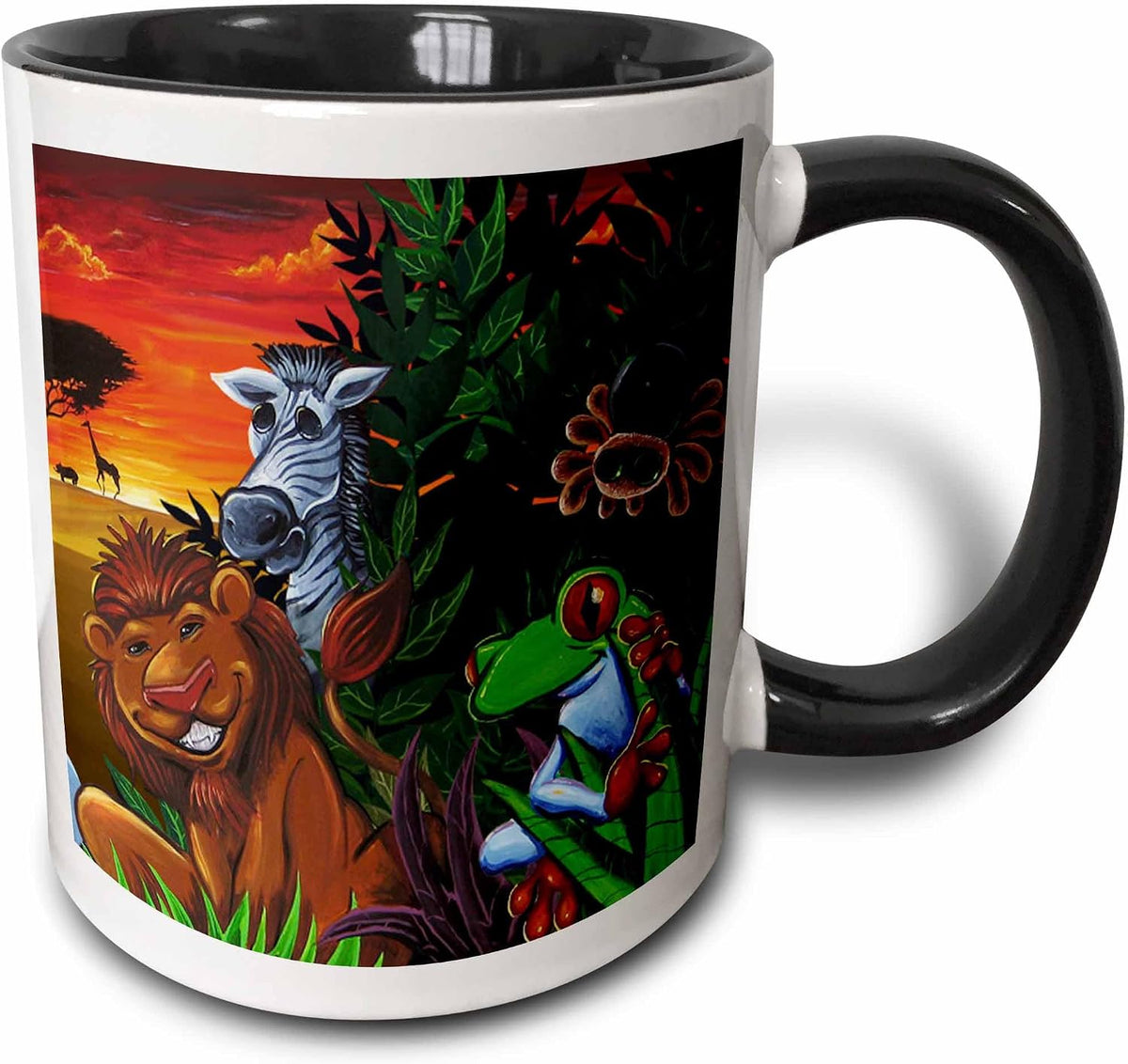 Colorful Jungle Scene With Friendly Animals Ceramic Mug