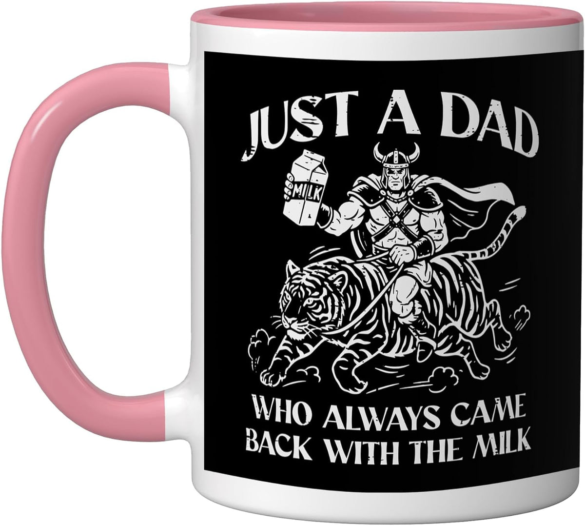Dad Always Came Back With Milk Tiger Funny Fathers Day Ceramic Mug