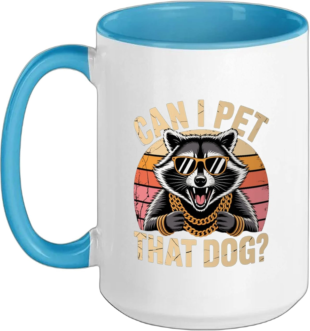 Can I Pet That Dog Animal Meme Trash Panda Funny Raccoon Ceramic Mug