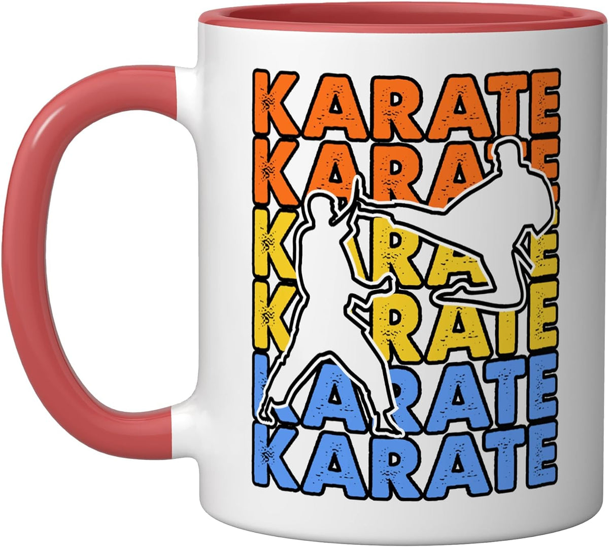 Colorful Karate Silhouette Martial Artist Retro Dojo Ceramic Mug