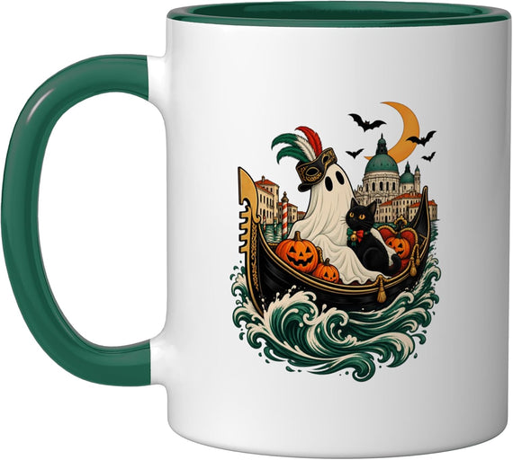Venice Gondola Ghost Cat Italian Halloween Italy Travel Ceramic Mug