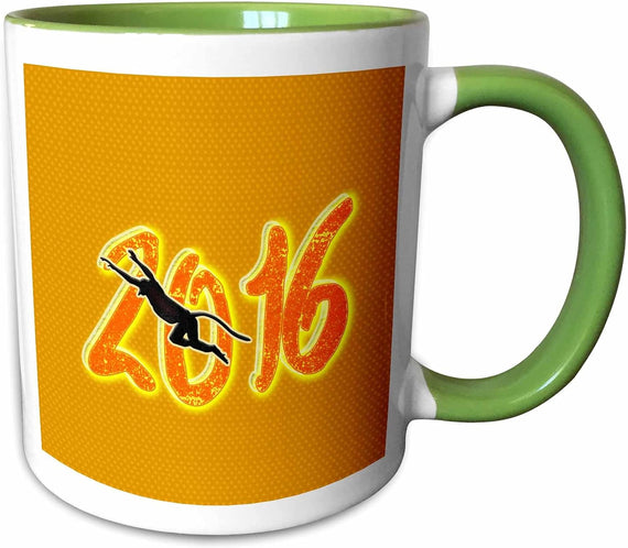 Monkey Swinging On 2016, Orange, Yellow, And Black Ceramic Mug