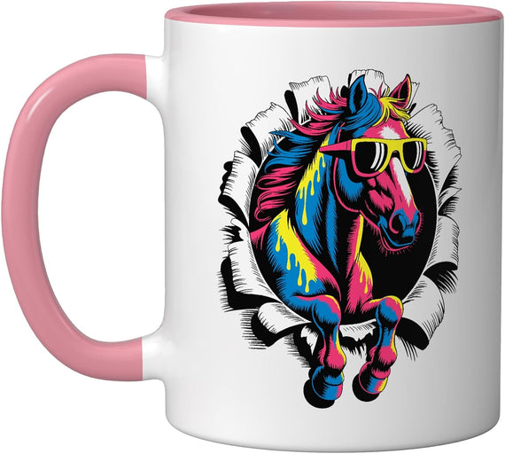 Torn Effect Horse Sunglasses Horseback Riding Horses Ceramic Mug