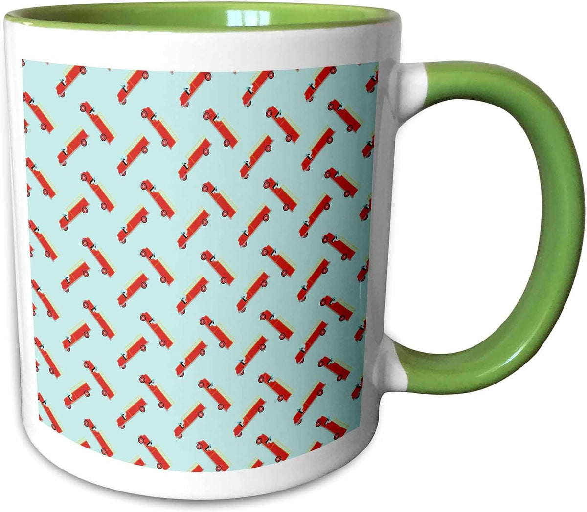 Red Fire Truck Pattern Ceramic Mug
