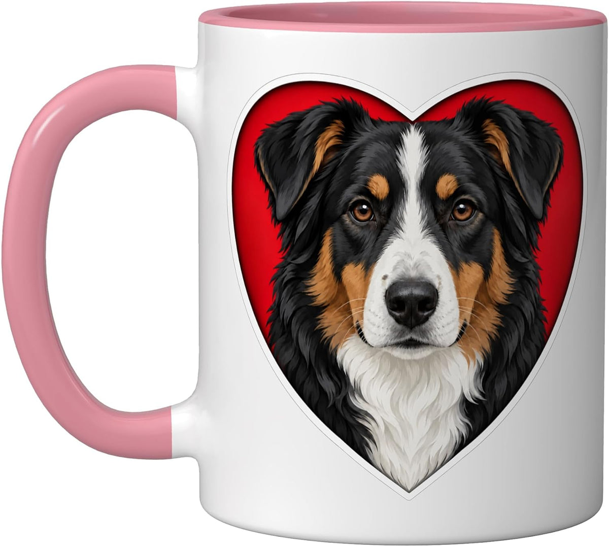 Tricolor English Shepherd Heart Ceramic Mug
