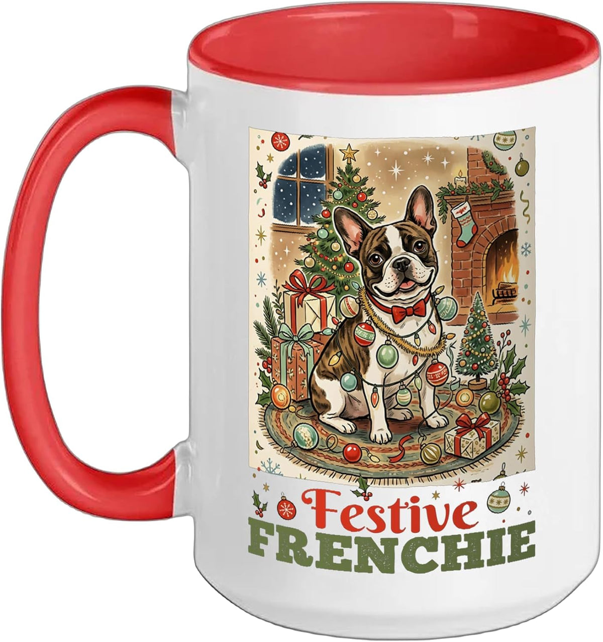 French Bulldog Frenchie String Lights Ornaments Tinsel Ceramic Mug