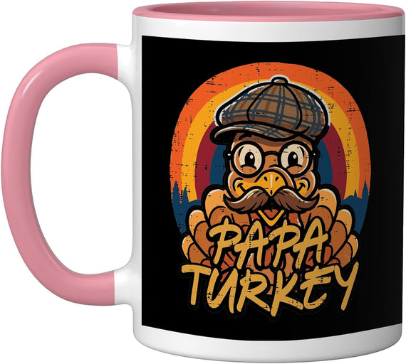 Thanksgiving Papa Turkey Retro Fall Family Dad Daddy Men Ceramic Mug