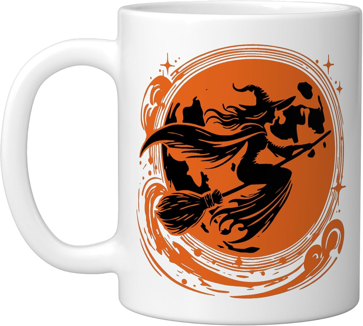 Witch Broom Full Moon Halloween Ceramic Mug