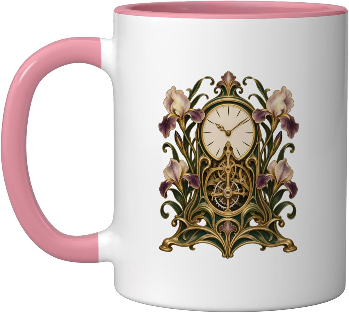 Art Nouveau Floral Clock Horology Clockmaker Ceramic Mug