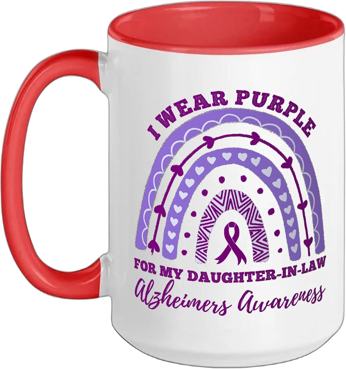 I Wear Purple Daughter In Law Alzheimers Awareness Rainbow Ceramic Mug