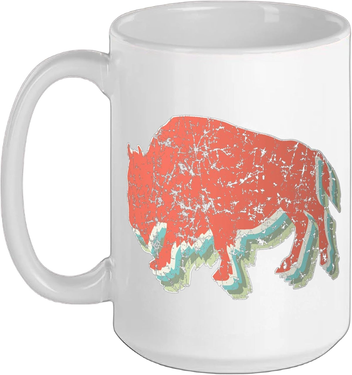 Vintage Retro Bison Or Buffalo Distressed 70s 80s Ceramic Mug