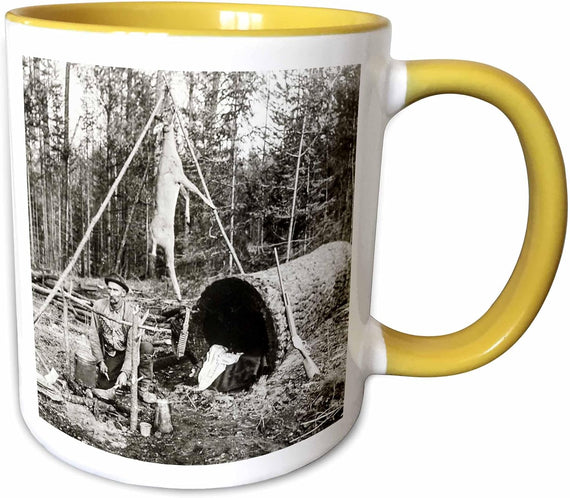 Hunter & Hollow Log Rifle Whitetail Deer Ceramic Mug
