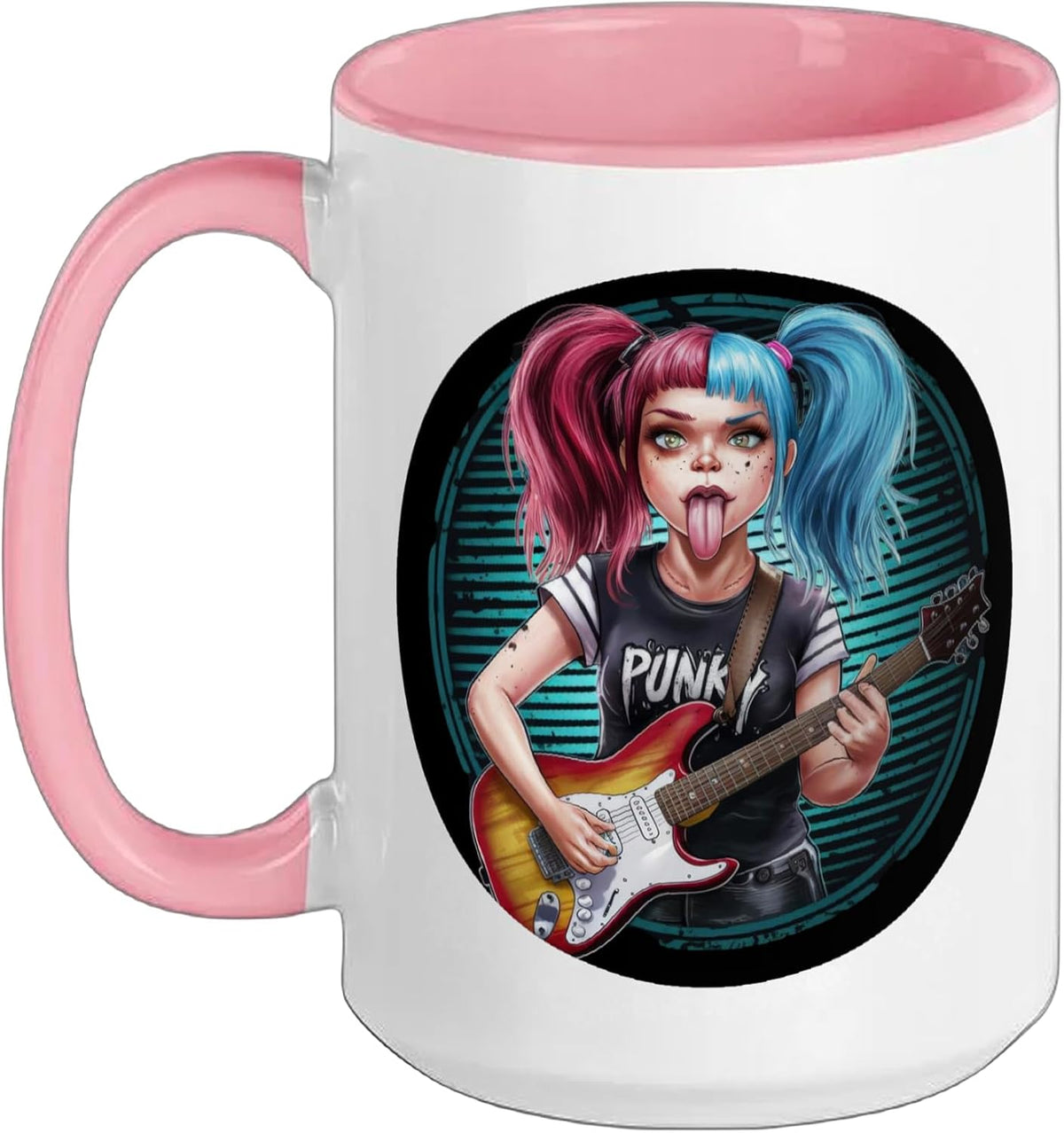 Punk Woman With Guitar For Punk Music Fans Ceramic Mug