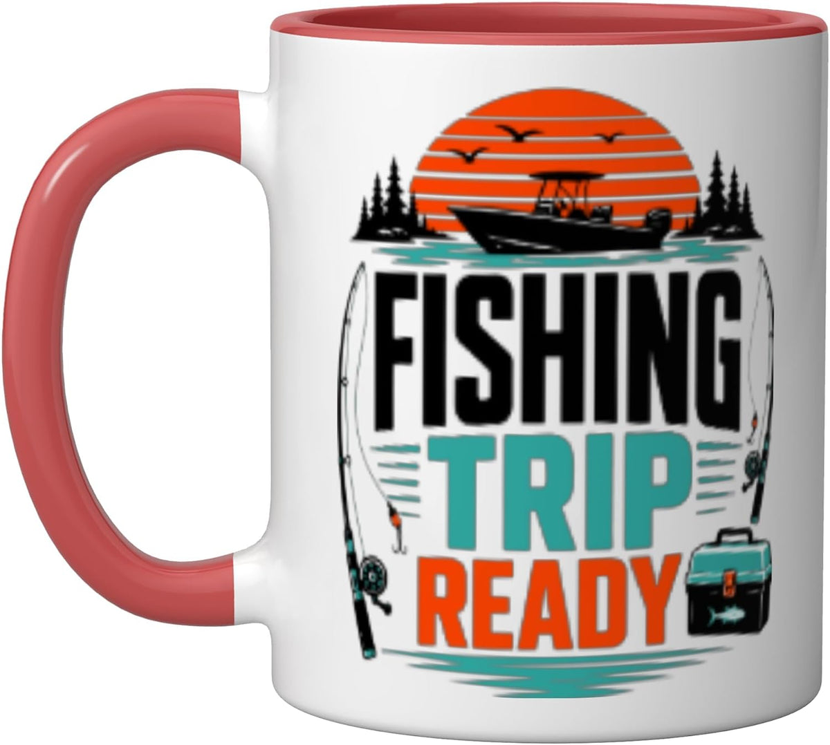 Fishing Trip Ready Retro Sunset Outdoors Boating Ceramic Mug