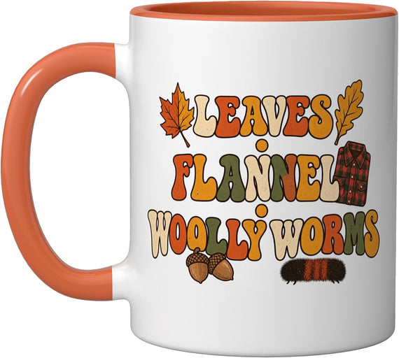 Leaves Flannel Woolly Worms Cozy Fall Favorites Ceramic Mug