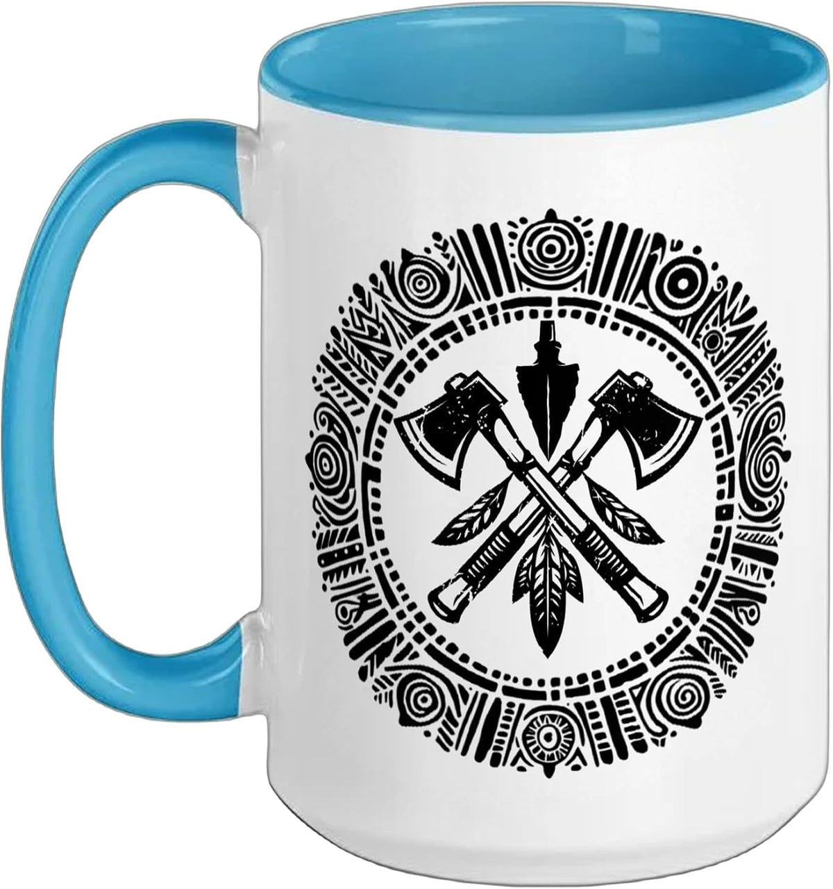 Native Tribal Axes Mandala Western Art Ceramic Mug