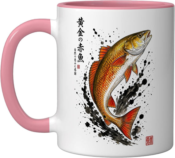 Redfish Red Drum Japanese Gyotaku Angler Ceramic Mug
