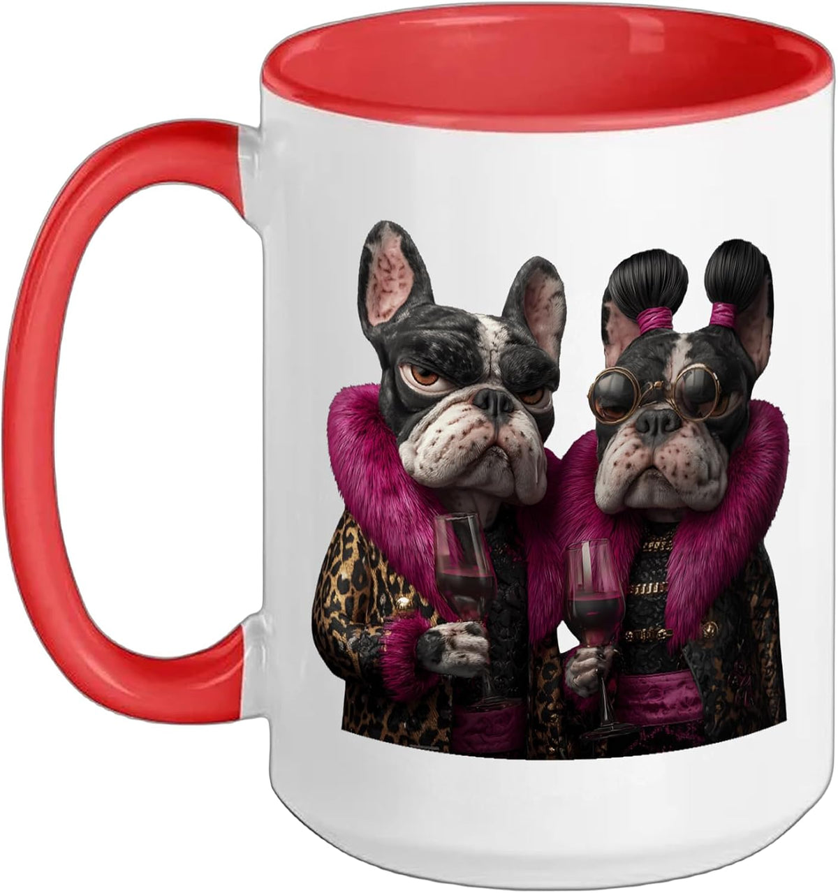 Stylish French Bulldog Pair Fashion Dogs Ceramic Mug