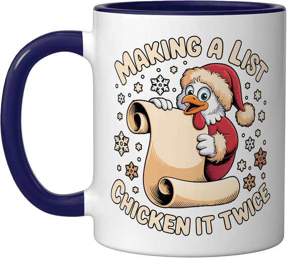 Making a List Chicken It Twice Funny Christmas Farm Ceramic Mug