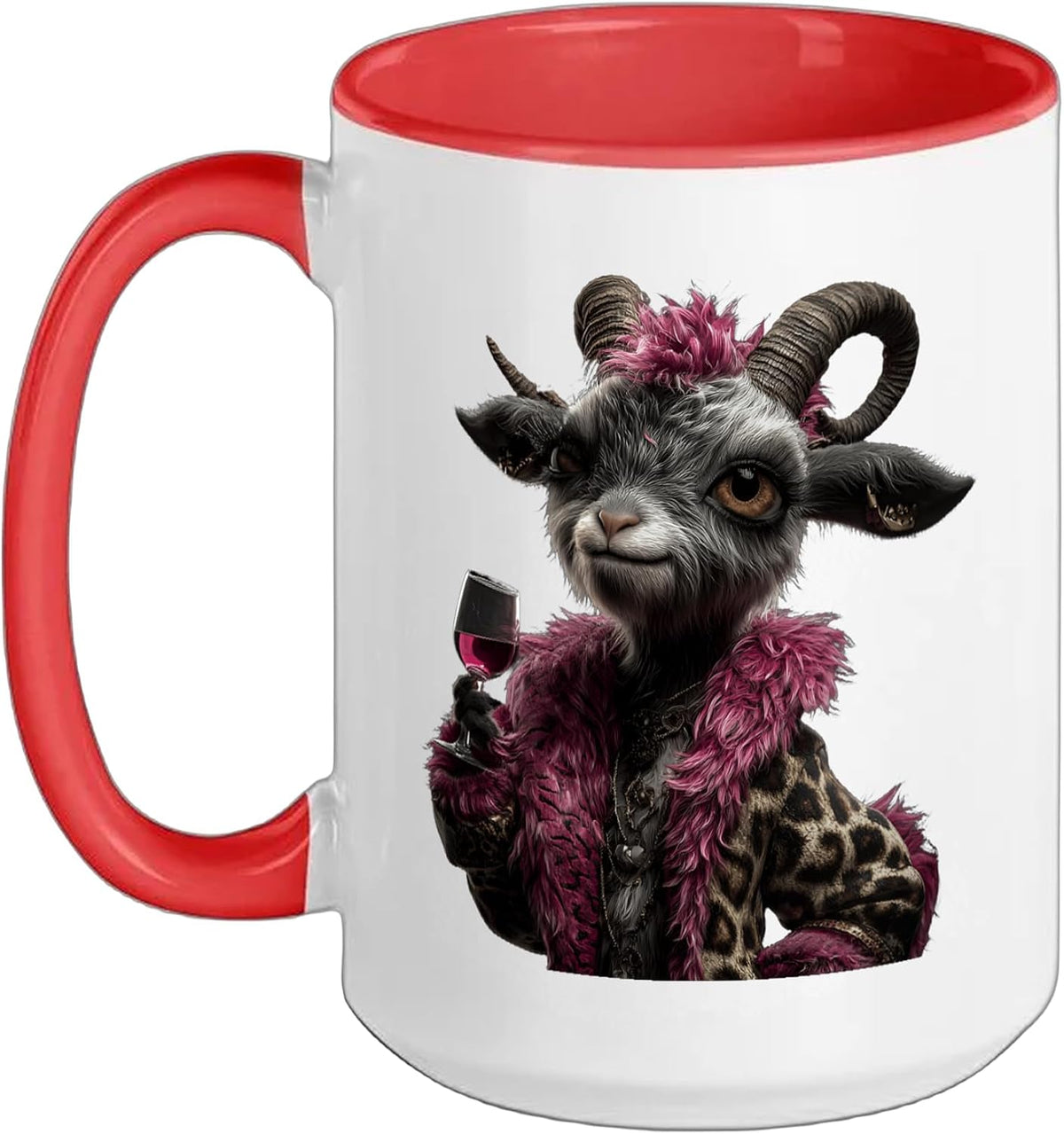 Stylish Sheep Portrait Fashion Farm Animal Lamb Pink Round Ceramic Mug